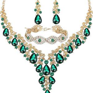 Wedding Bridal Bridesmaid Austrian Crystal Rhinestone Jewelry Sets Statement Cho